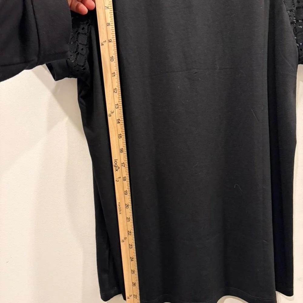 Athmile black lace top babydoll dress wear work wear NWT with pleated front